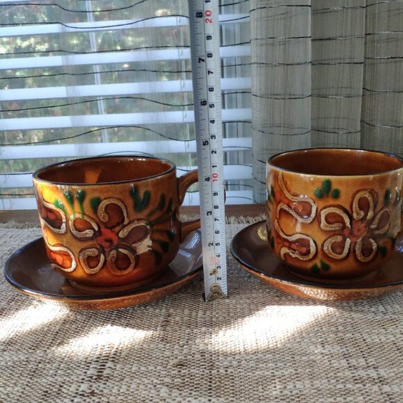 Zell am Harmersbach Large Cups and Saucers Set of 2 VTG Toscana Pottery German - Picture 10 of 12